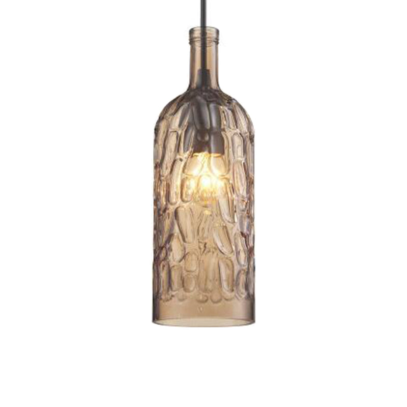 Art Deco Wine Bottle Hanging Lamp with Wavy Glass for Restaurant and Bar - Vintage 1-Light Down Lighting Pendant