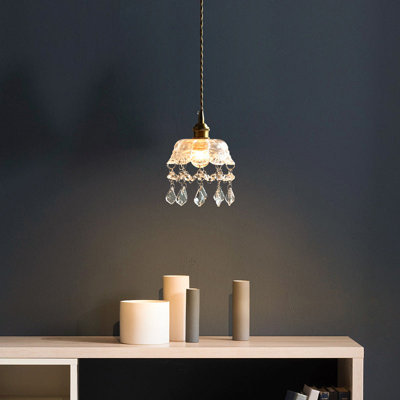 Katherine Enchanting Embrace: Brass and Crystal Mini Pendant Light