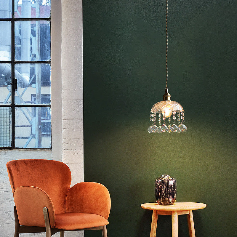 Katherine Enchanting Embrace: Brass and Crystal Mini Pendant Light