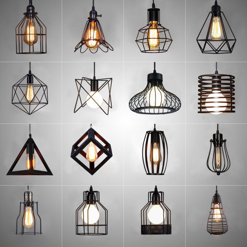 Catherine - Adjustable Industrial Pendant Light with Metal Cage (Various Shapes)