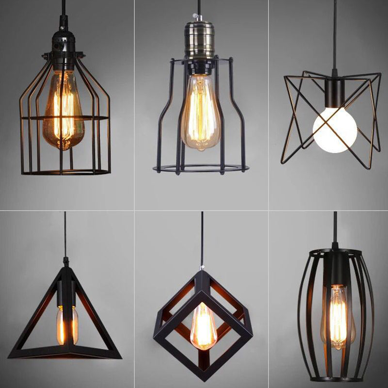 Catherine - Adjustable Industrial Pendant Light with Metal Cage (Various Shapes)
