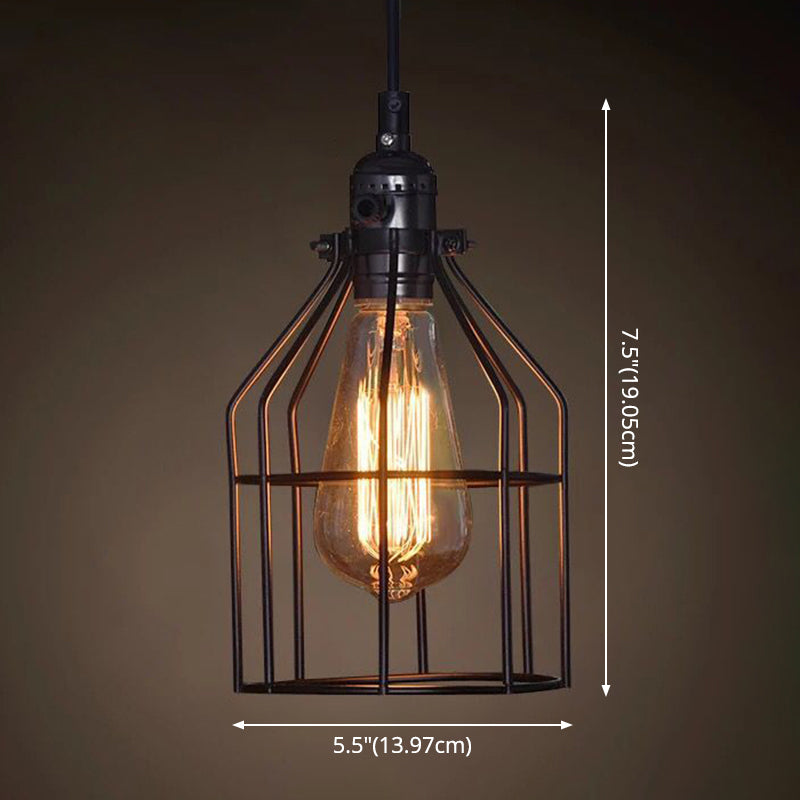 Catherine - Adjustable Industrial Pendant Light with Metal Cage (Various Shapes)
