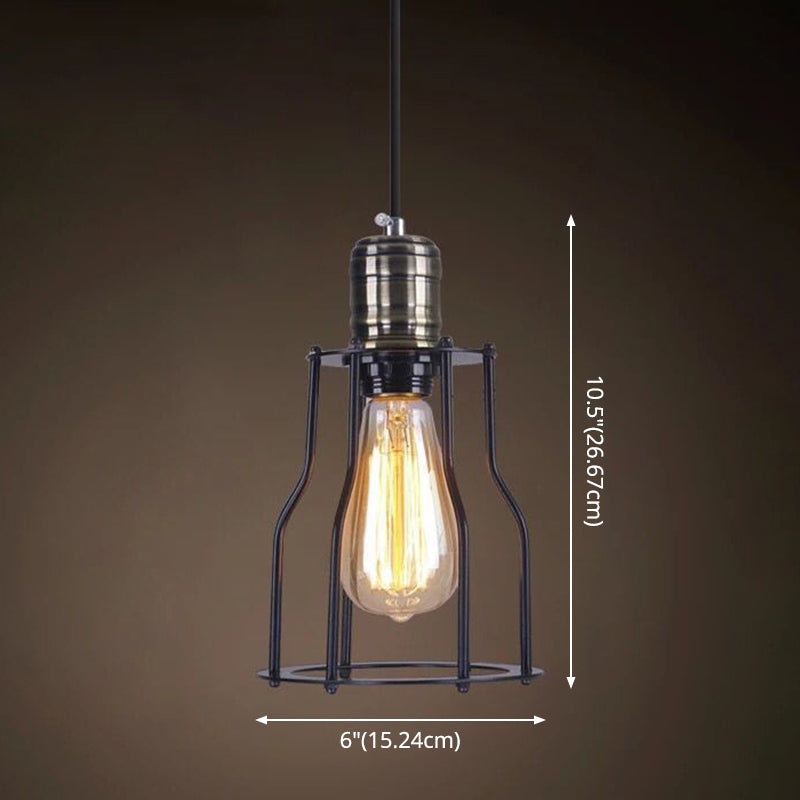 Catherine - Adjustable Industrial Pendant Light with Metal Cage (Various Shapes)