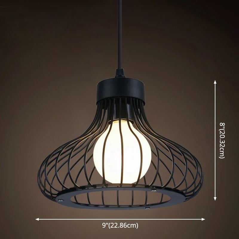 Catherine - Adjustable Industrial Pendant Light with Metal Cage (Various Shapes)