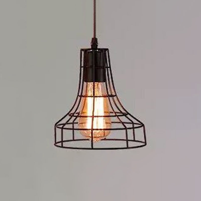 Catherine - Adjustable Industrial Pendant Light with Metal Cage (Various Shapes)