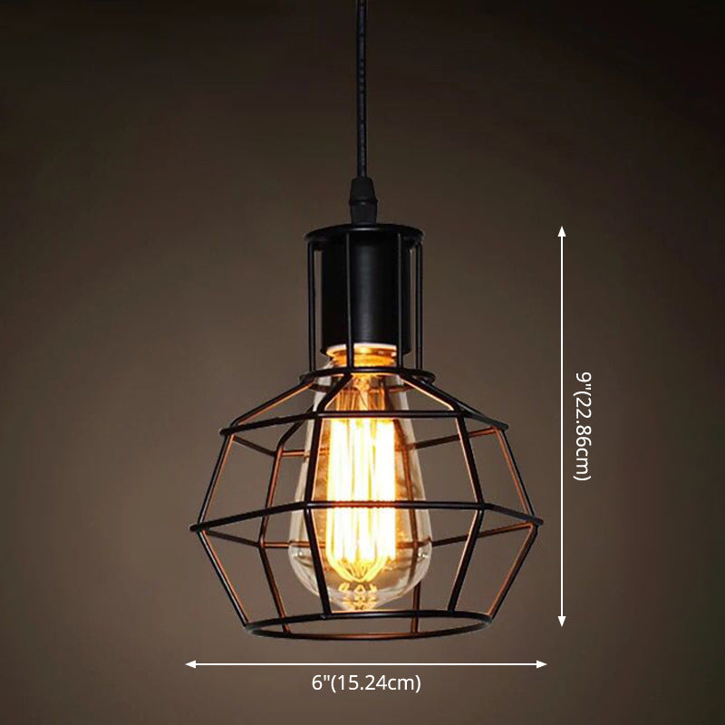 Catherine - Adjustable Industrial Pendant Light with Metal Cage (Various Shapes)