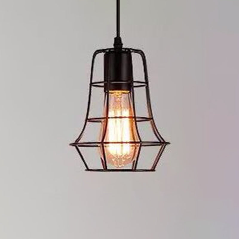 Catherine - Adjustable Industrial Pendant Light with Metal Cage (Various Shapes)