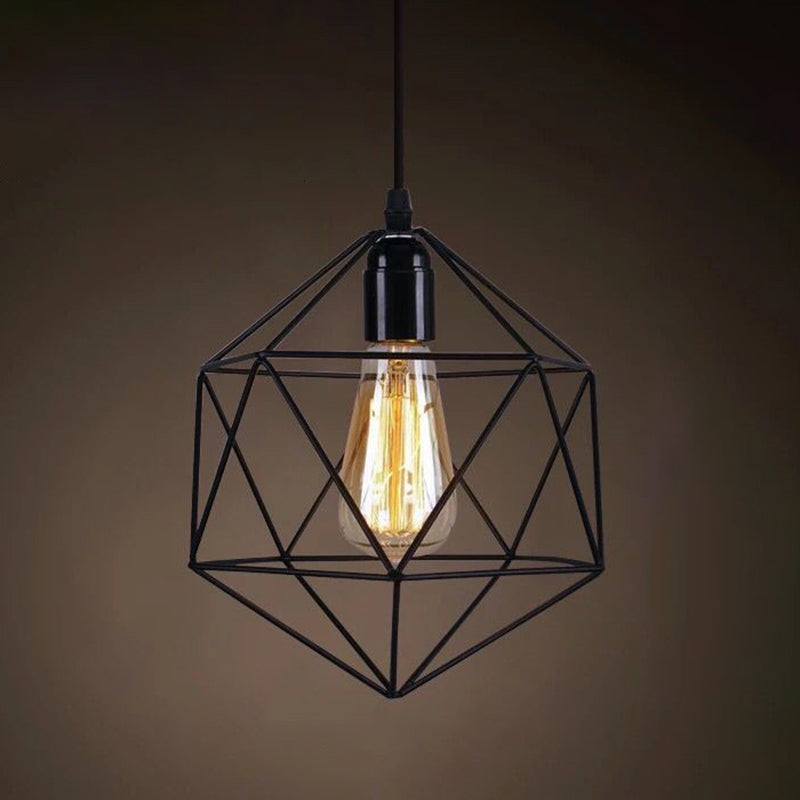 Catherine - Adjustable Industrial Pendant Light with Metal Cage (Various Shapes)