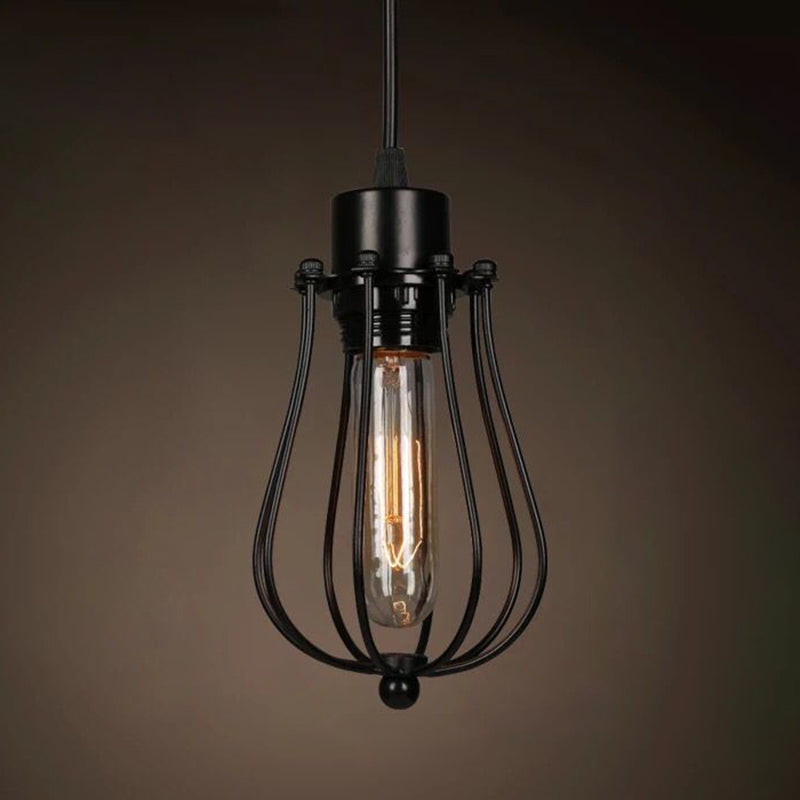 Catherine - Adjustable Industrial Pendant Light with Metal Cage (Various Shapes)
