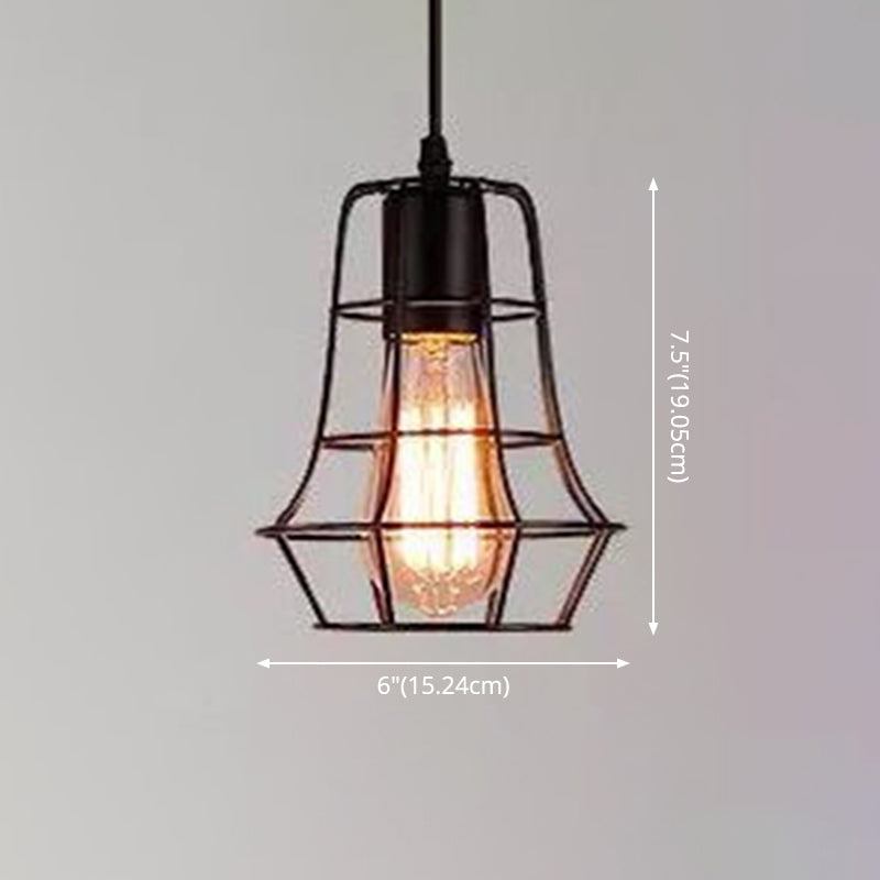 Catherine - Adjustable Industrial Pendant Light with Metal Cage (Various Shapes)