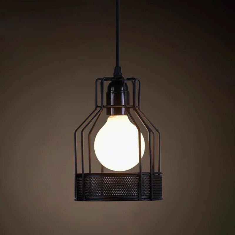 Catherine - Adjustable Industrial Pendant Light with Metal Cage (Various Shapes)