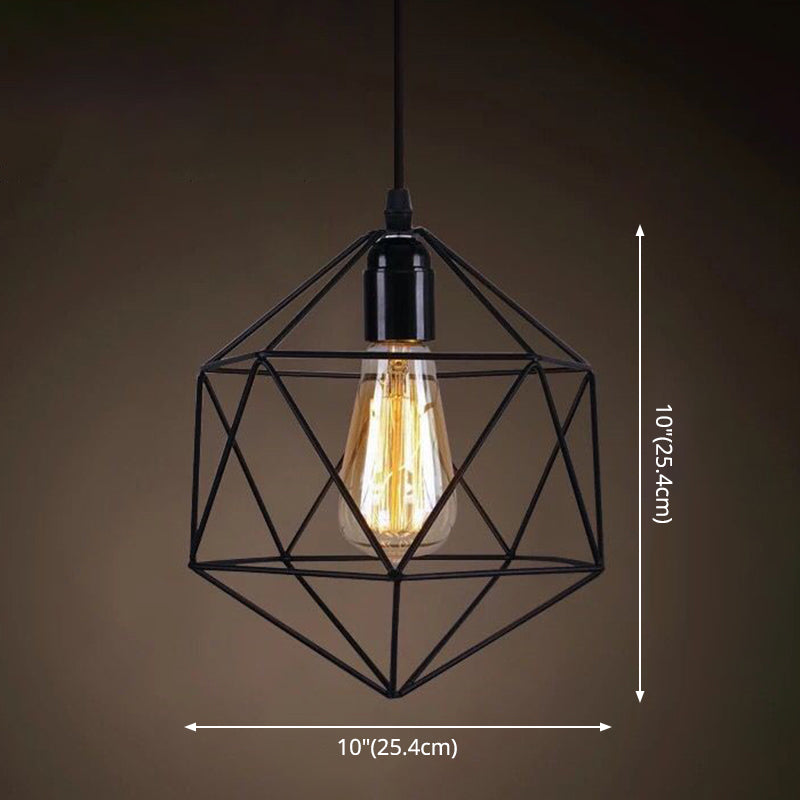 Catherine - Adjustable Industrial Pendant Light with Metal Cage (Various Shapes)