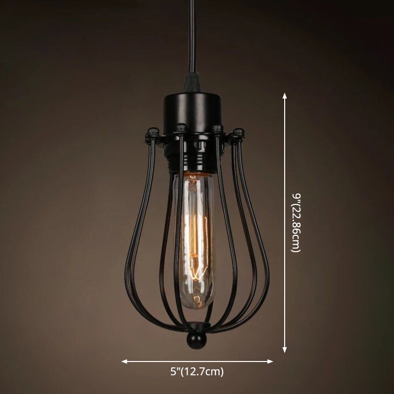 Catherine - Adjustable Industrial Pendant Light with Metal Cage (Various Shapes)