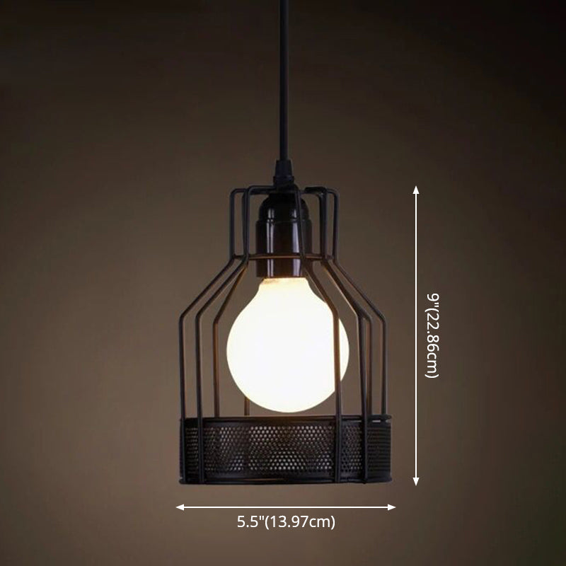 Catherine - Adjustable Industrial Pendant Light with Metal Cage (Various Shapes)