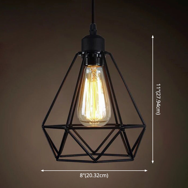 Catherine - Adjustable Industrial Pendant Light with Metal Cage (Various Shapes)