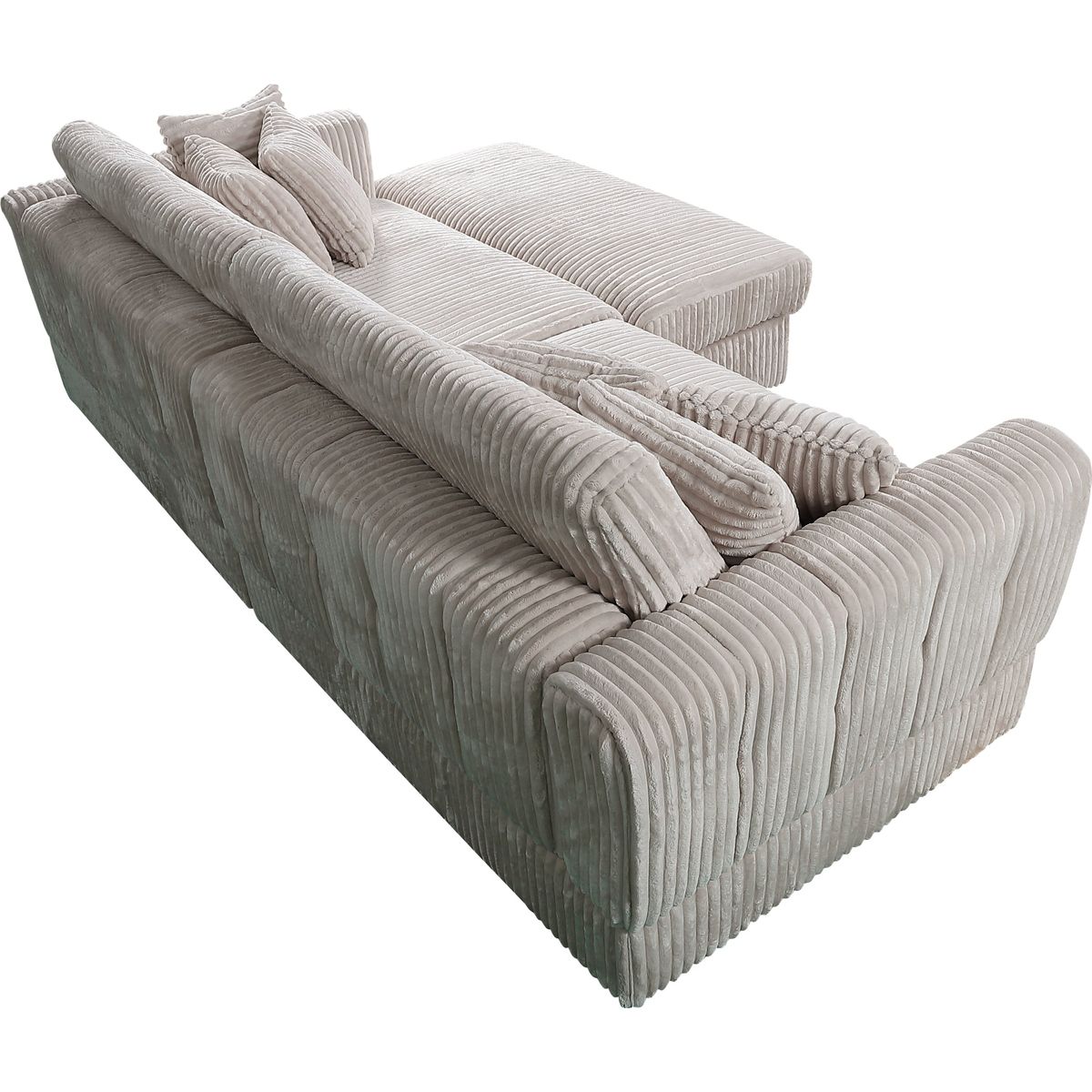 105' Oversized Sectional Sofa Cloud Couch for Living Room, Modern stripe L Shaped Couch, Comfy Boucle Modular Sofa Sleeper with Moveable Ottoman WIth/6 Pillow(WHITE)