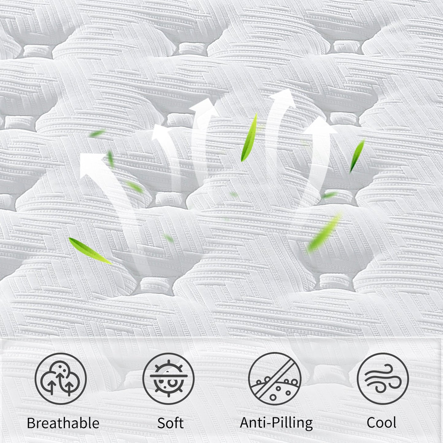 12 Inch Twin XL Breathable Cool Cover Certipur-US Memory Foam Individual Pocket Spring Hybrid Mattress