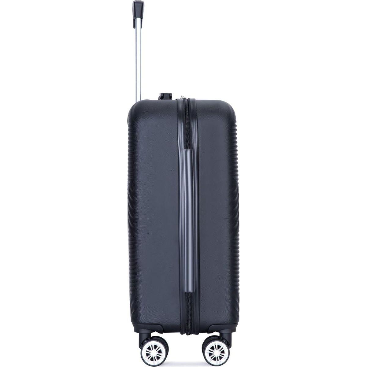 2Piece Luggage Sets ABS Lightweight Suitcase, Spinner Wheels, (20/14) BLACK