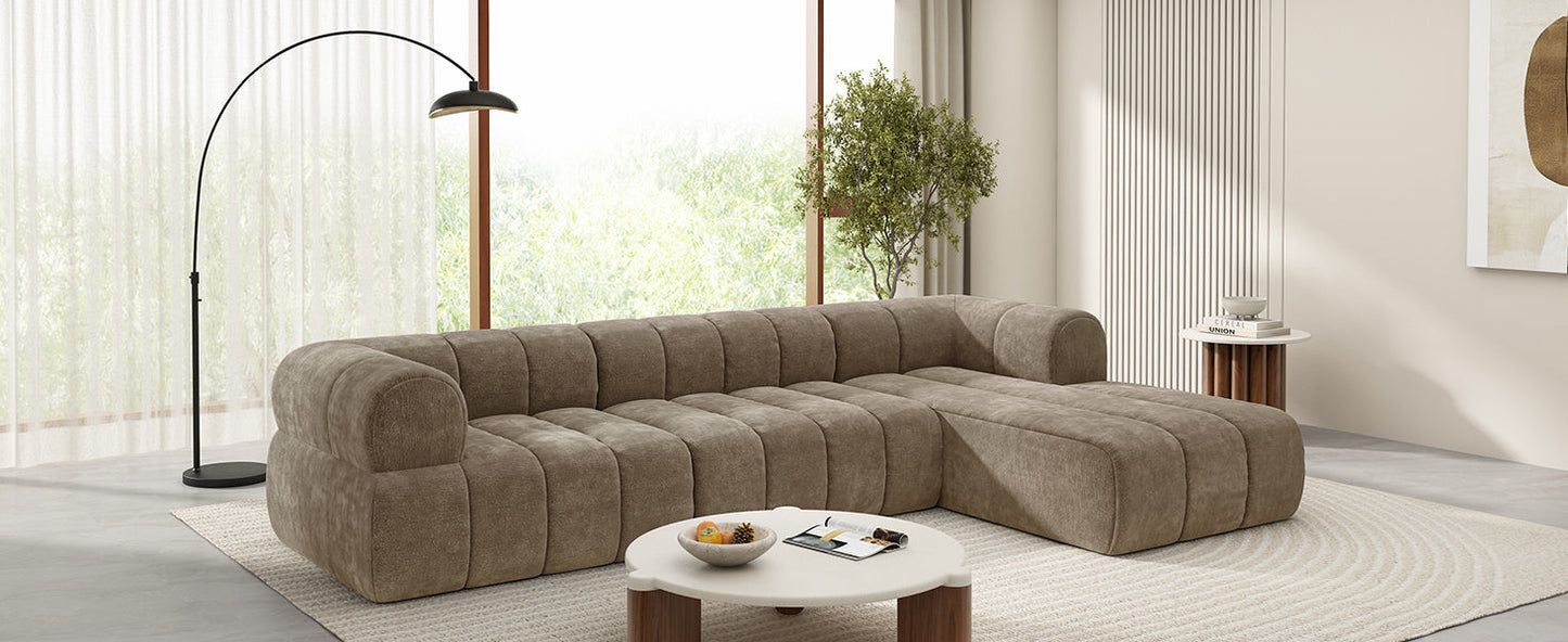 122' Modern L-Shaped Sectional Sofa with High-Density Fully Compressed Sponge and Chaise Lounge, 2-Piece Set, Fully Assembled Right Hand Facing, Perfect for Living Room, Lounge