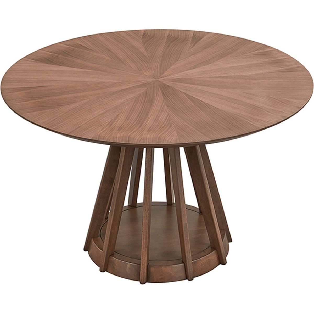 (1 Table+4 Chairs)Modern Dining Table Set of 5 pcs,Wooden Dining Table and Upholstered Chairs for Living Room,Round Kitchen Set with Sturdy Legs for Restaurant,Walnut