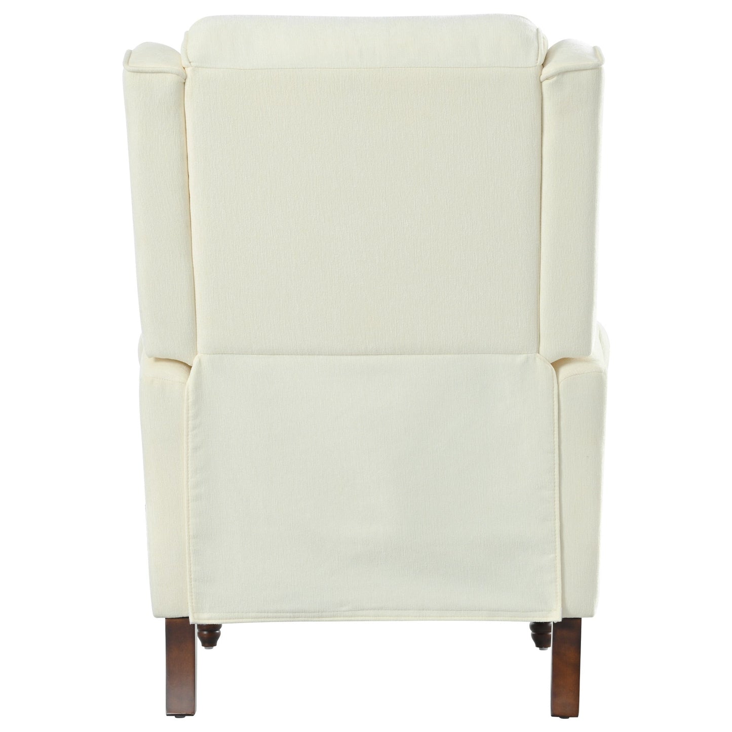 Upholstered Push Back Recliner Chair with Classic Wing Back, Beige Chenille, 29.75'