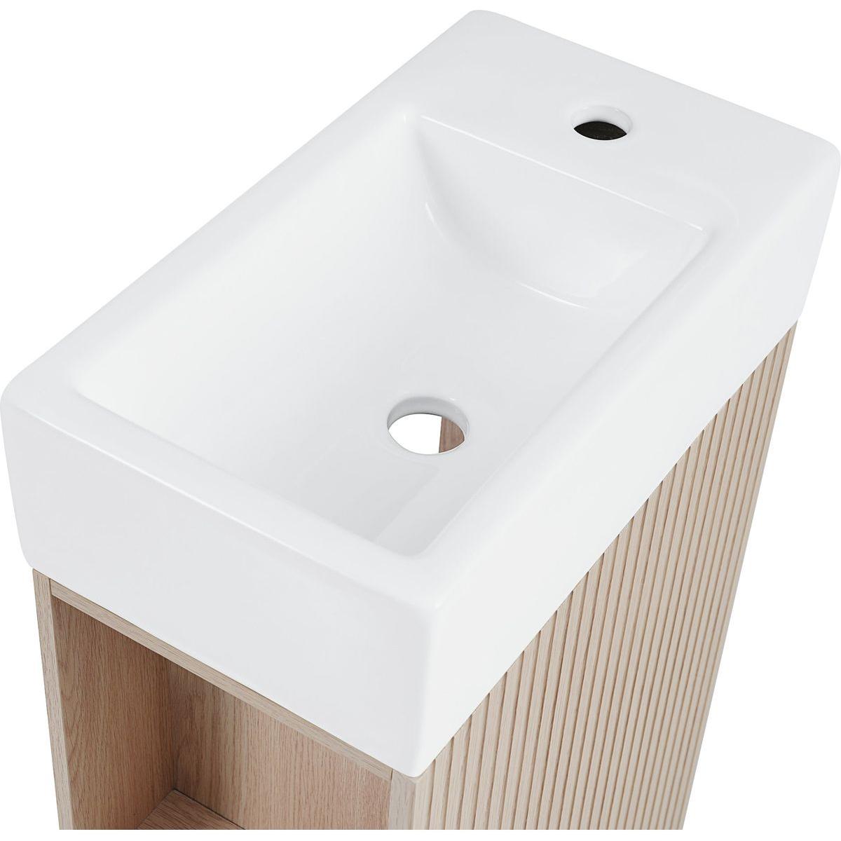 18.6' Bathroom Vanity with Sink, Bathroom Vanity Cabinet with Two-tier Shelf, Left or Right Orientation, Natural (Old Sku:WF308491AAN)