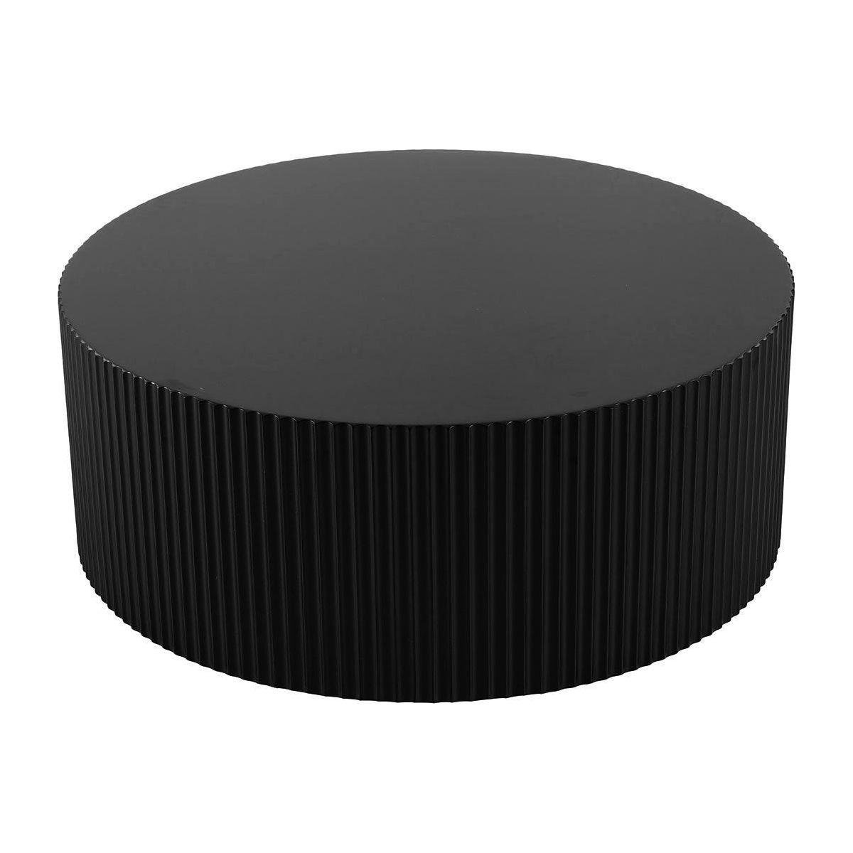 Living Room Decor: Sleek and Modern Round Coffee Table with Eye-Catching Relief Design, Black by Streamdale Furniture