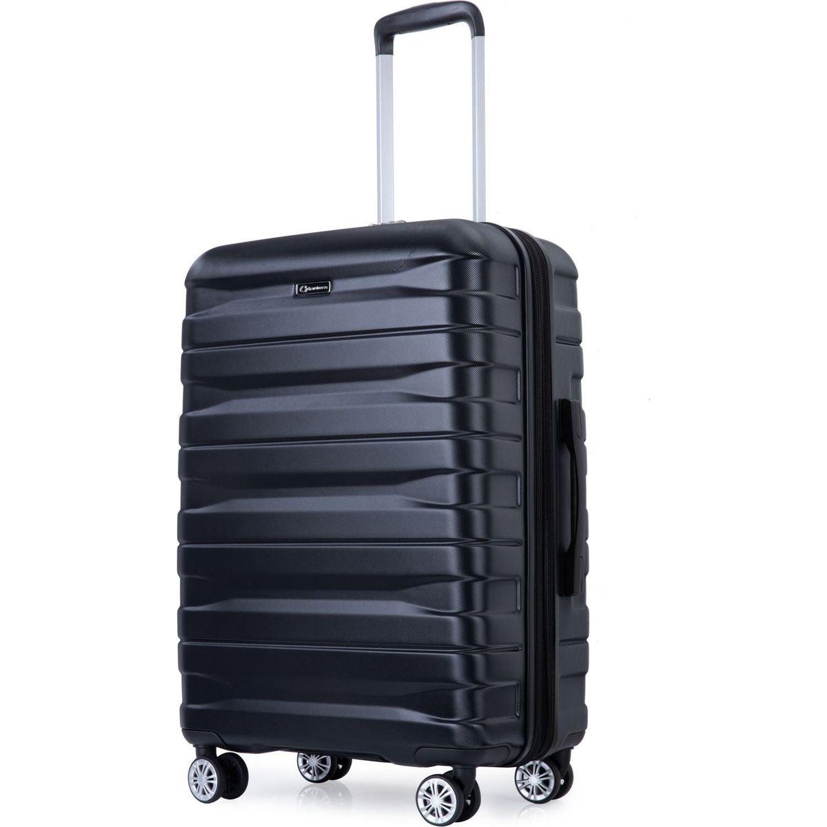 3 Piece Luggage Sets PC Lightweight & Durable Expandable Suitcase with Two Hooks, Double Spinner Wheels, TSA Lock, (21/25/29) Black