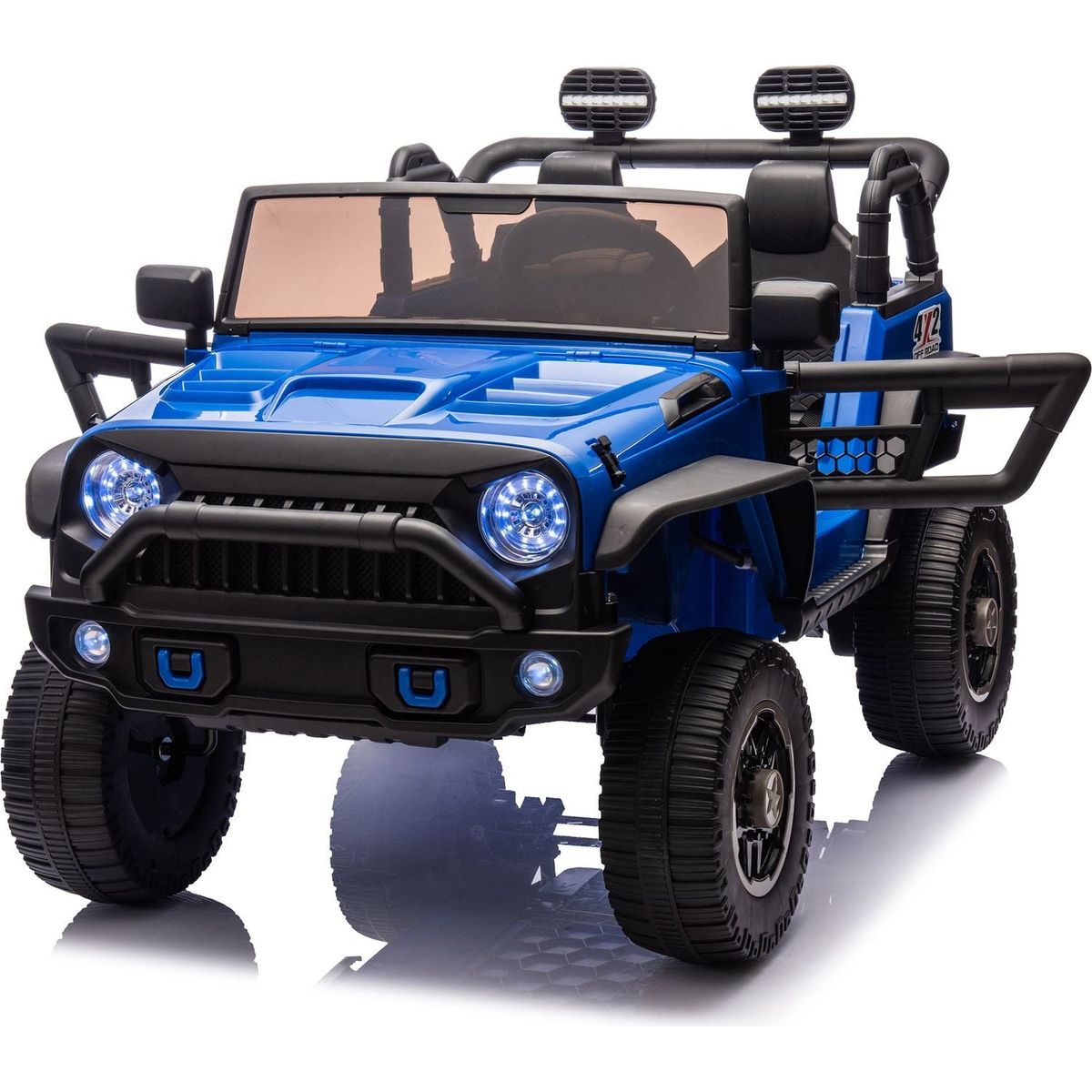 24V Two-Seater Kids Ride On Truck Car W/Parents Control,200wx2,Seat width 20.28in,Four-wheel Suspension,LED Lights,Music,MP3,Bluetooth,Two independent seat belts,Suitable for off-road For Kids Aged 3+