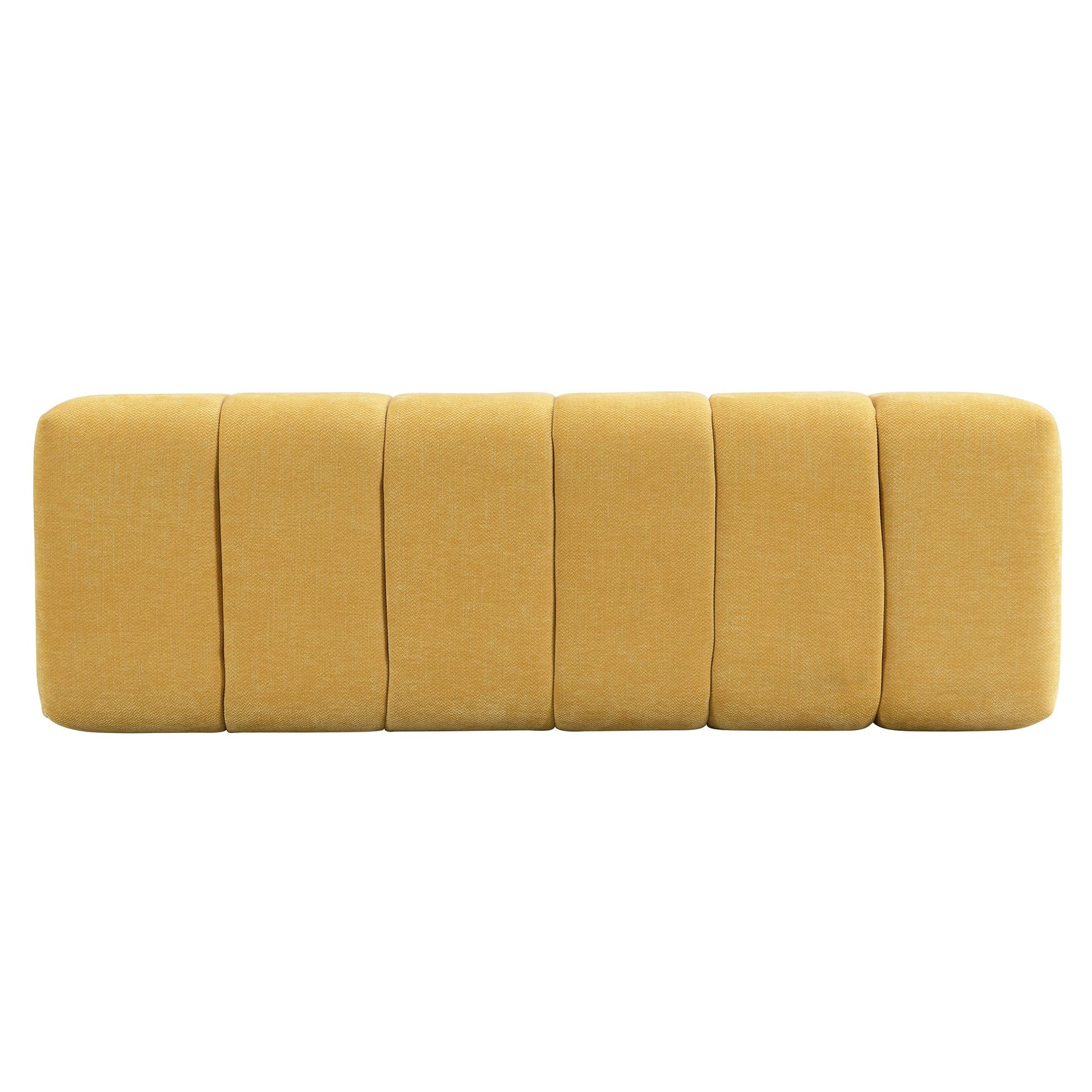 Upholstered Dining Bench, No-Assembly Entryway Bench Ottoman, Yellow Chenille Fabric, 50' Length