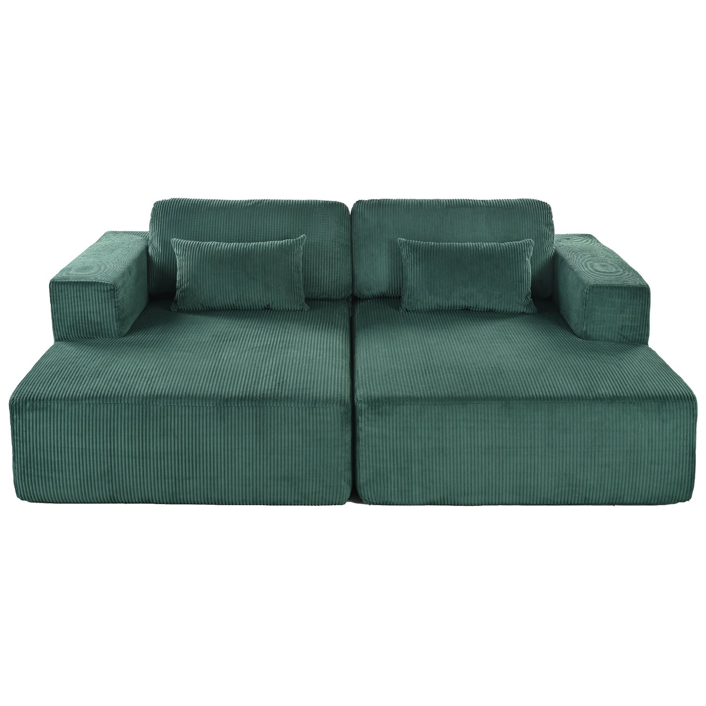 U_Style Corduroy Double Sofa Bed with 2 Pillows, Perfect for Living Rooms, Apartments, Offices