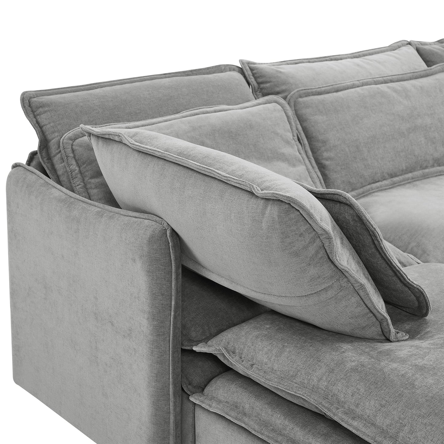 U_Style Double-Layer Cushion Modern Large U-Shaped Modular Sofa, Freely Combinable 6-Seater with Storage Function, Convertible to Sofa Bed, Perfect for Living Rooms, Offices, and Apartments