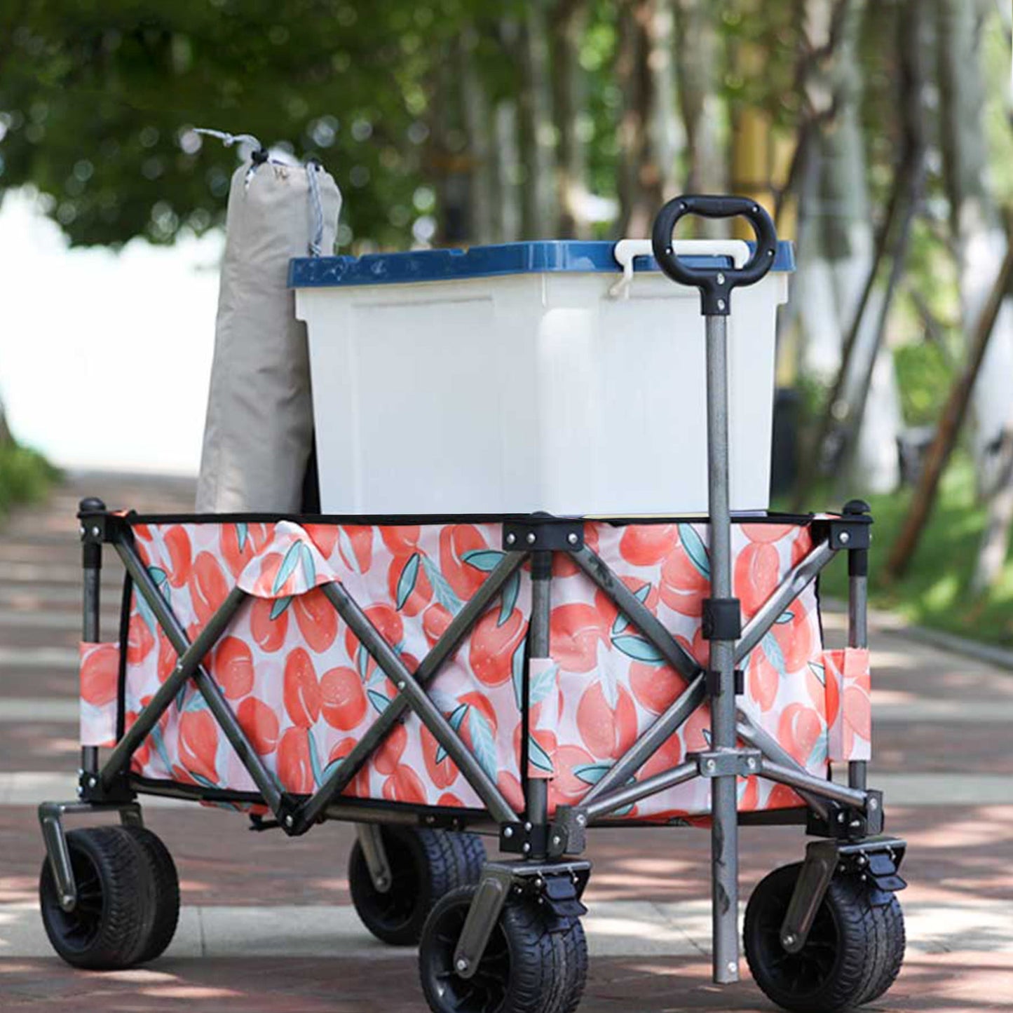Utility Park Garden Cart Tool Customized Color Folding Camping Trolley Outdoor Picnic Beach Wagon, Pink