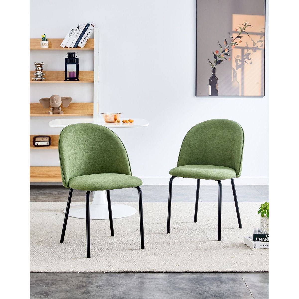 1+4,5pieces dining set, Table metal leg Mid-century Dining Table for 4-6 people With Mdf Table Top, Pedestal Dining Table, End Table Leisure Coffee Table