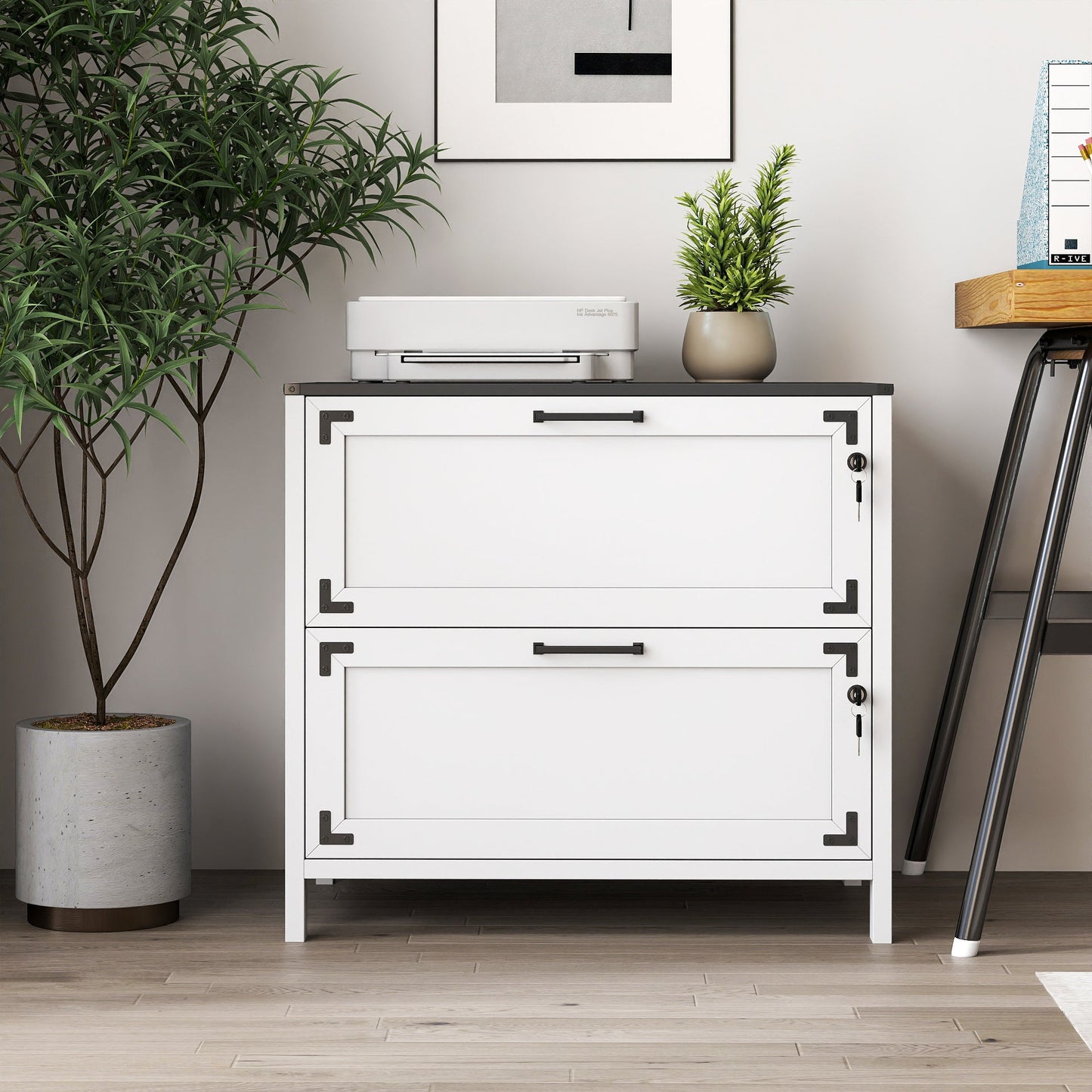 2 Drawer Farmhouse File Cabinet,Filing Cabinet with Lock for Home Office