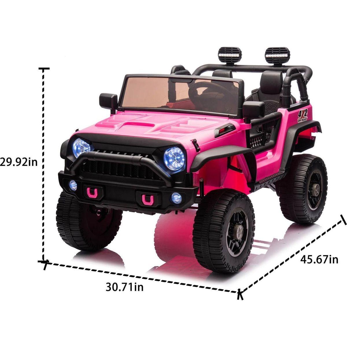 24V Two-Seater Kids Ride On Truck Car W/Parents Control,200wx2,Seat width 20.28in,Four-wheel Suspension,LED Lights,Music,MP3,Bluetooth,Two independent seat belts,Suitable for off-road For Kids Aged 3+