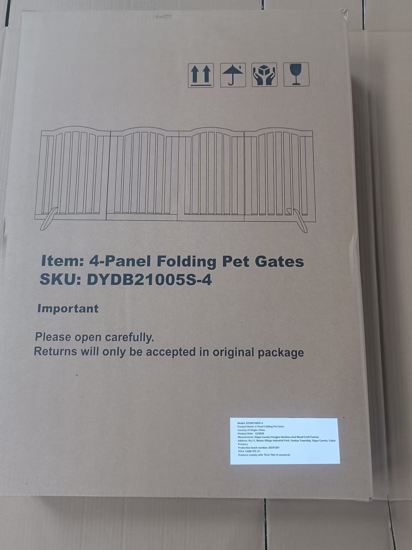 27.6' Height Tall Freestanding Pet Gate, 4 Panels Foldable Dog Gate, Solid Wood Folding Safety Fence Wooden Dog Gate with 2 pcs Support Feet Ideal for Stairs, Doorways, Halls, Kitchens, Heavy Duty Gat