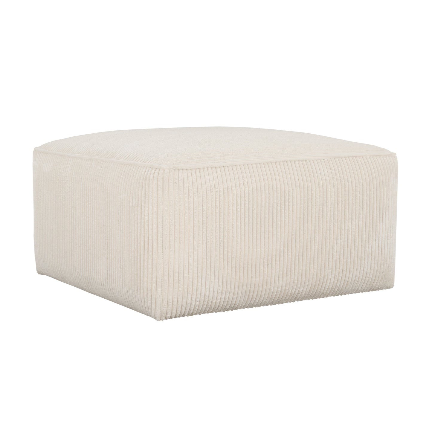 Upholstered Square Ottoman,Beige,Corduroy