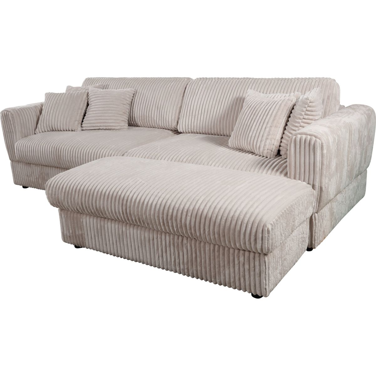 105' Oversized Sectional Sofa Cloud Couch for Living Room, Modern stripe L Shaped Couch, Comfy Boucle Modular Sofa Sleeper with Moveable Ottoman WIth/6 Pillow(WHITE)