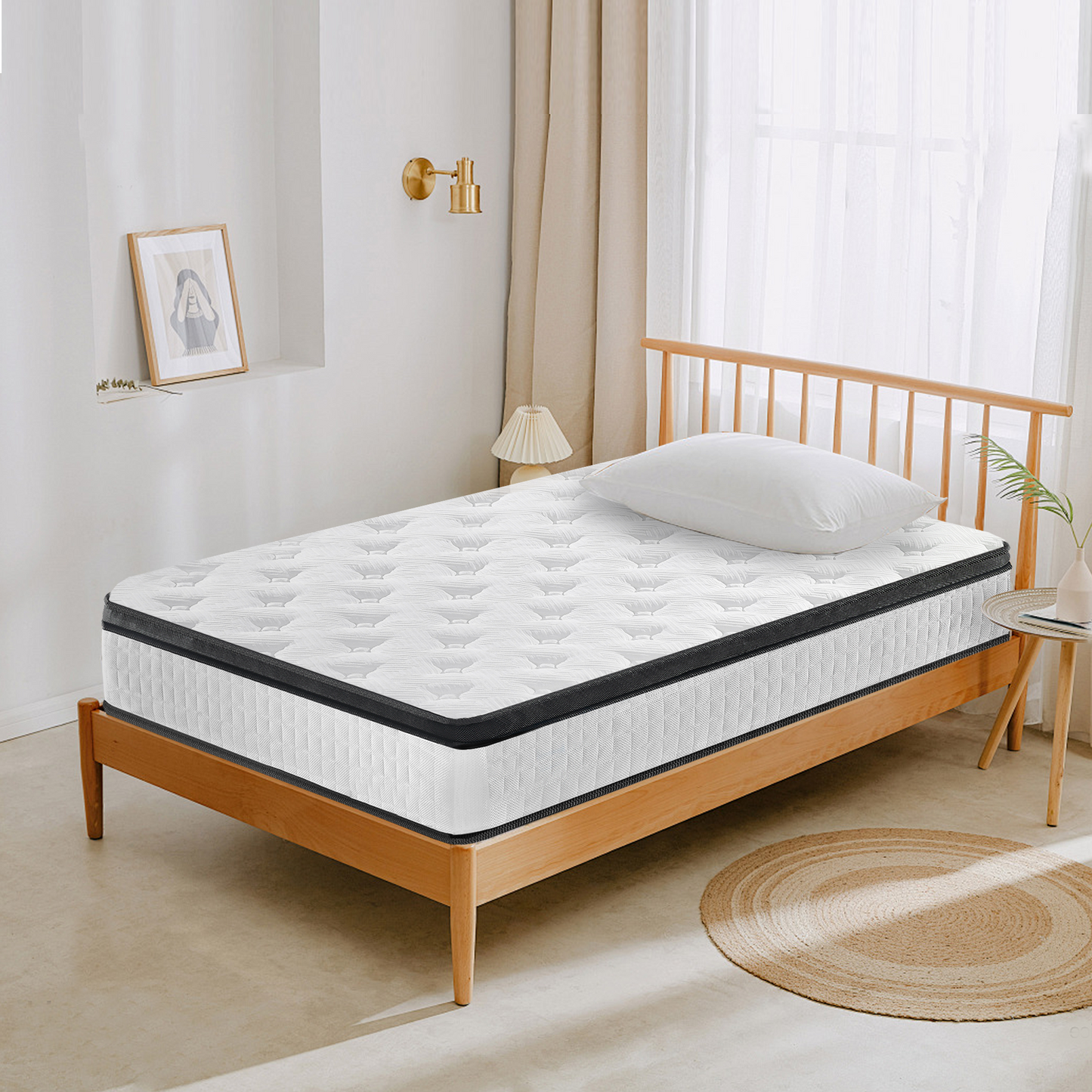 12 Inch Twin XL Breathable Cool Cover Certipur-US Memory Foam Individual Pocket Spring Hybrid Mattress