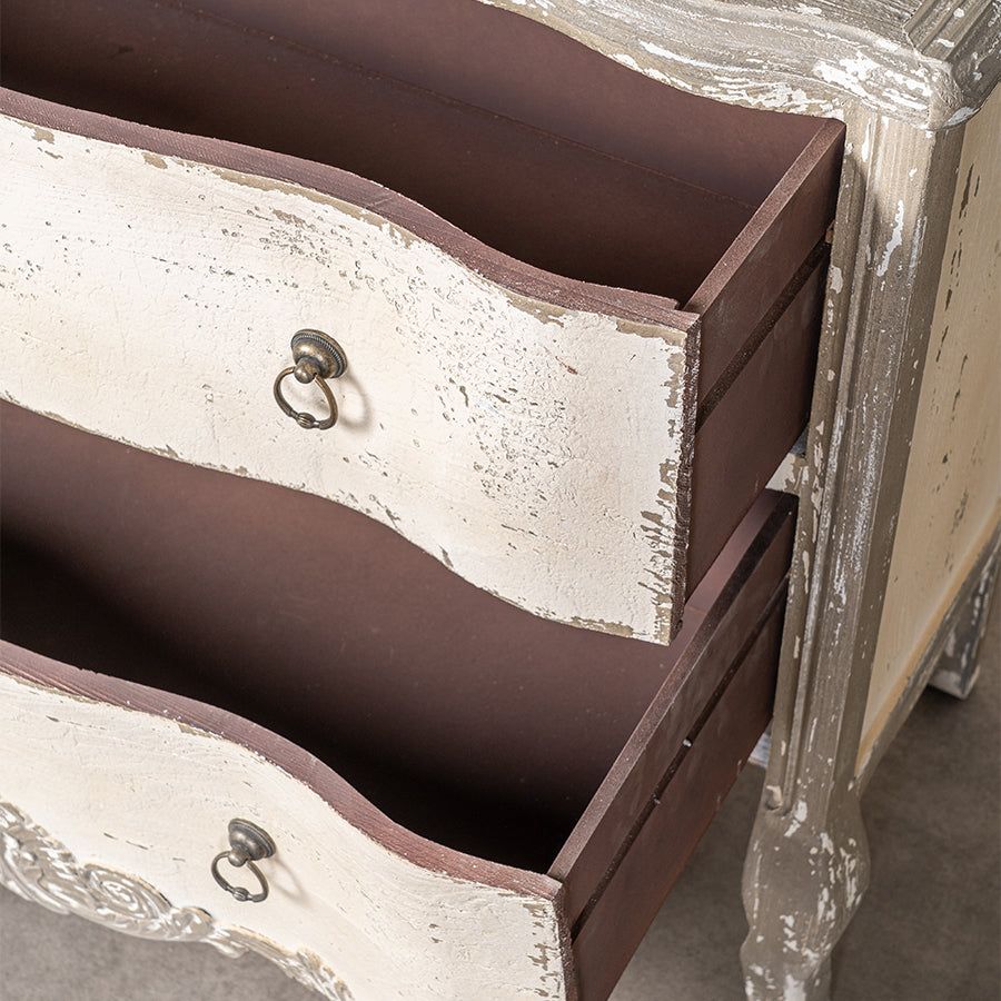 Vintage wooden cabinets, double-drawer storage cabinets, farmhouse-style cabinets enhance living spaces and make perfect rustic housewarming gifts