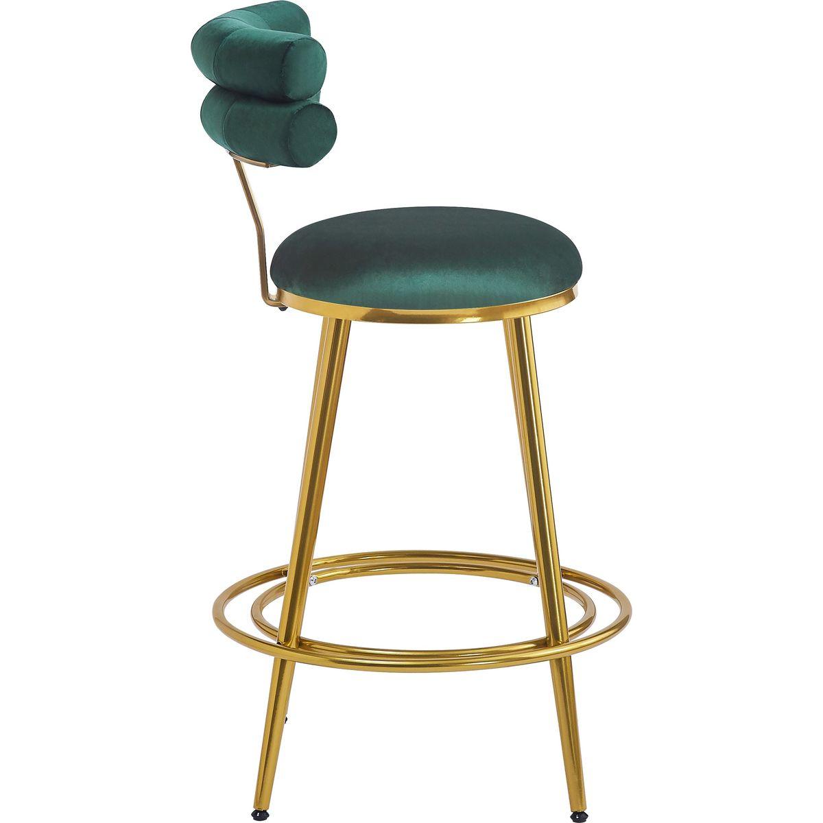 27.65'' Modern Counter Stools Set of 2,Dark green velvet Counter Stools with iron Frame,Soft back and cushion,Footrest,suitable for Kitchen/Bedroom/Dining Room