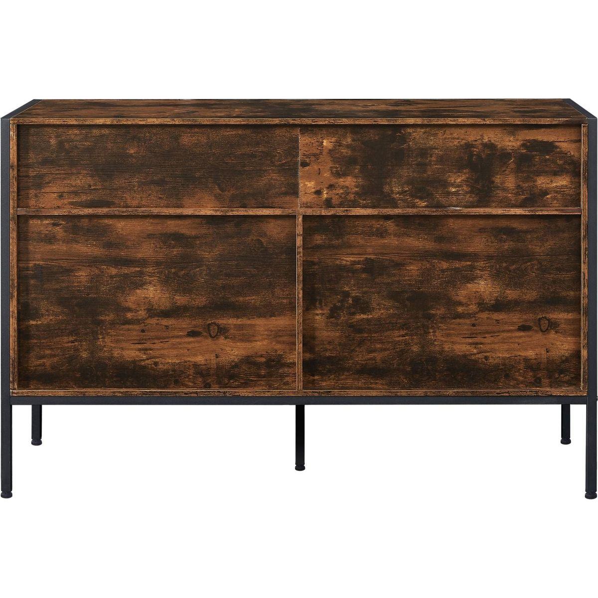 Wood Dresser with 7 Drawers, Wooden Storage Closet for Bedroom, Solid Clothes Cabinet with Sturdy Steel Frame, 48.58"Wx15.75"Dx31.22"H, 48 inch, Rustic Brown