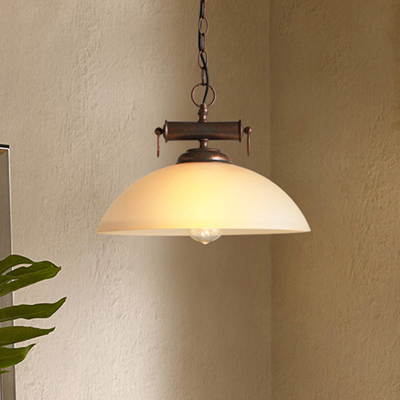 Avery's Elegant Embrace: Farmhouse Pendant Lamp with White Glass Shade