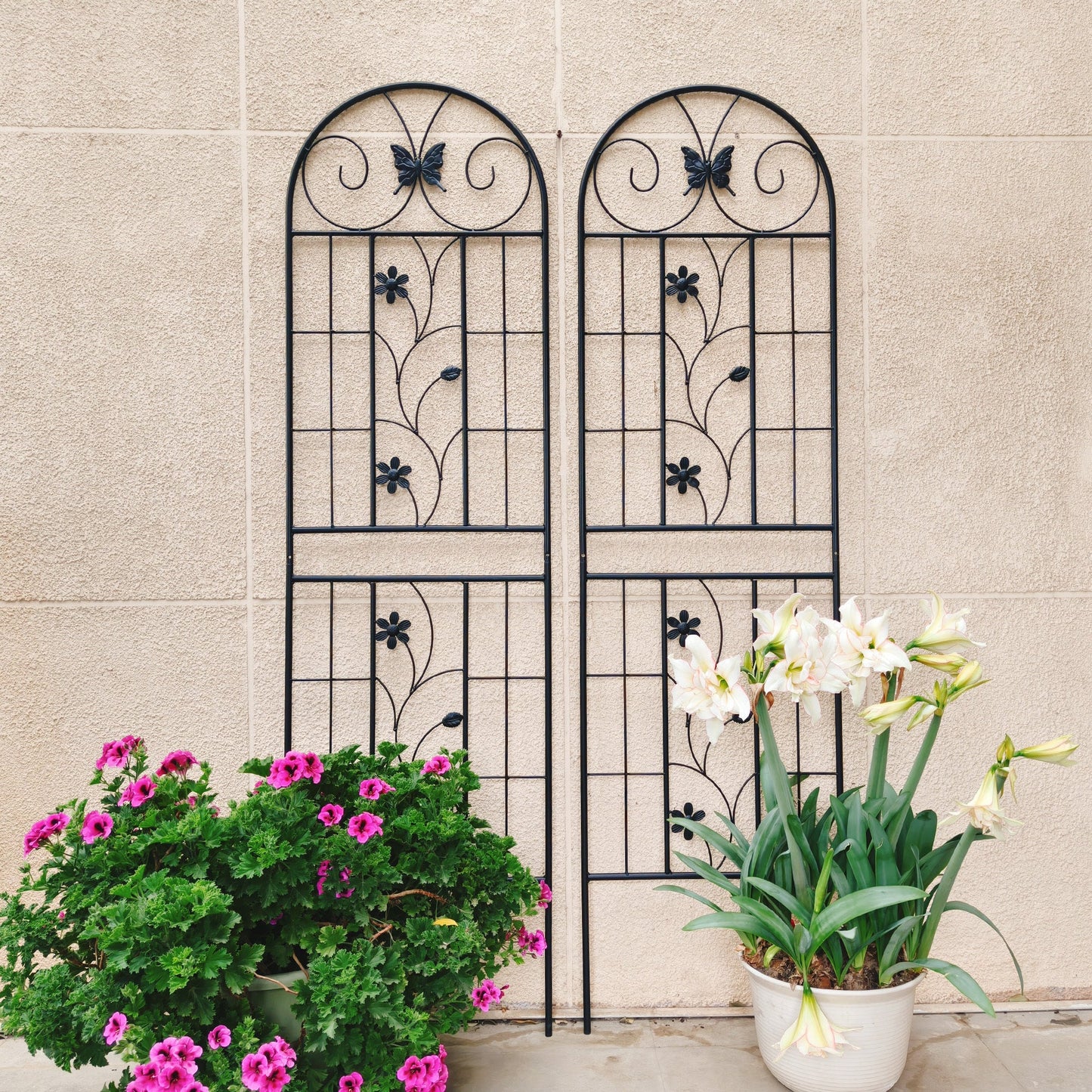 2 Pack Metal Garden Trellis 71' x 19.7' Rustproof Trellis for Climbing Plants Outdoor Flower Support Black
