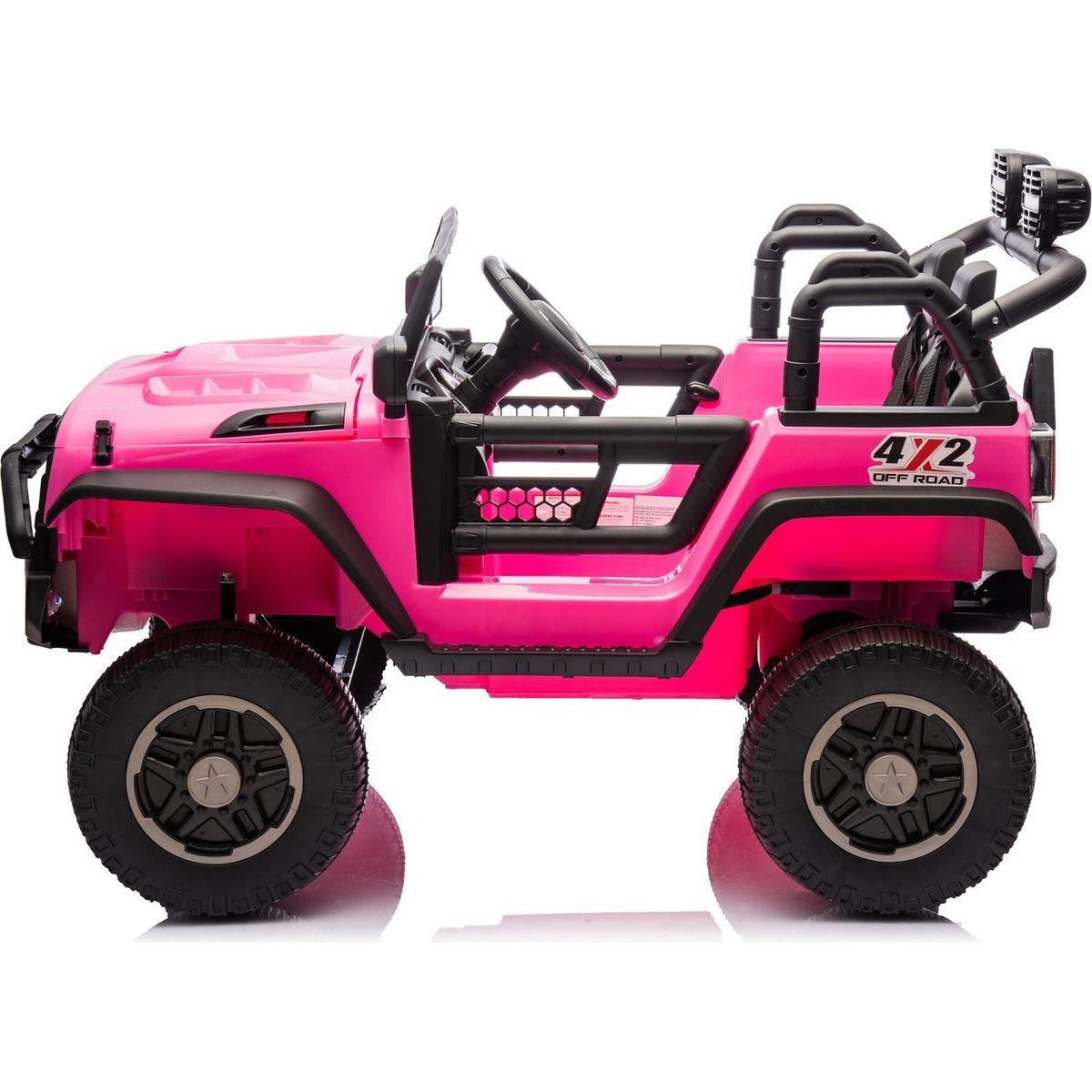 24V Two-Seater Kids Ride On Truck Car W/Parents Control,200wx2,Seat width 20.28in,Four-wheel Suspension,LED Lights,Music,MP3,Bluetooth,Two independent seat belts,Suitable for off-road For Kids Aged 3+