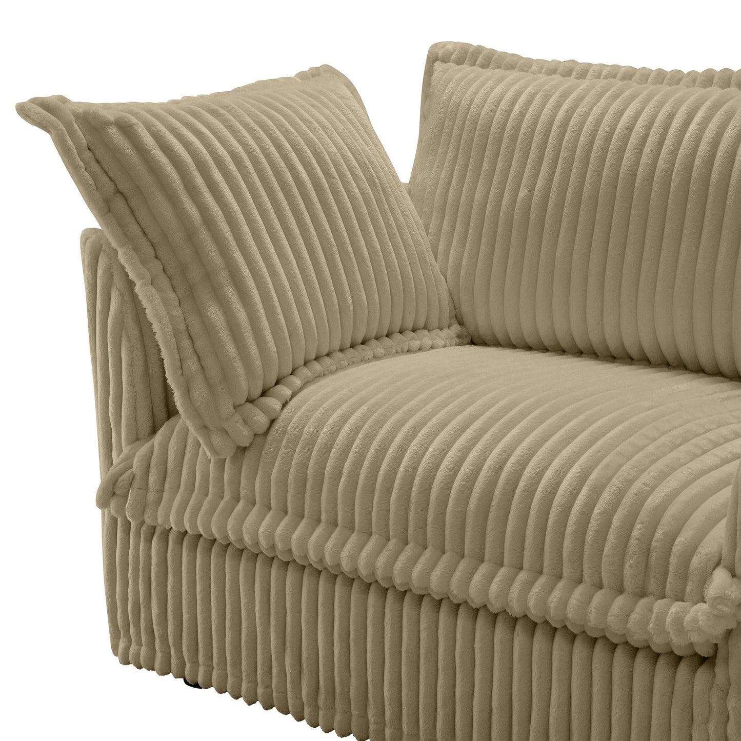 Upholstered Slipcovered Armchair with Ottoman, Deep Seat Armchair W/ Wide Ottoman for Living Room, Armchair Sets with Large Soft Pillows(Set of 2), Camel Corduroy Fabric