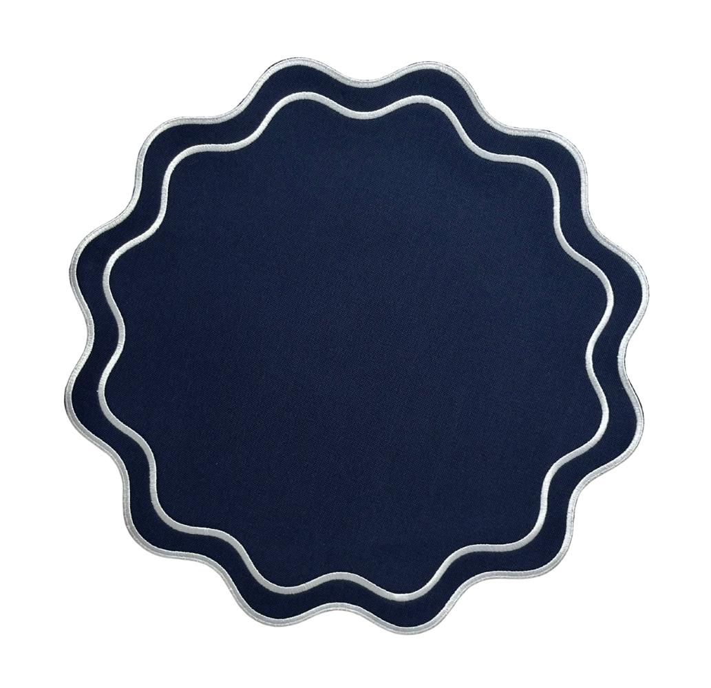 Area Rug: Solid Navy Wave Placemat by Talah Home