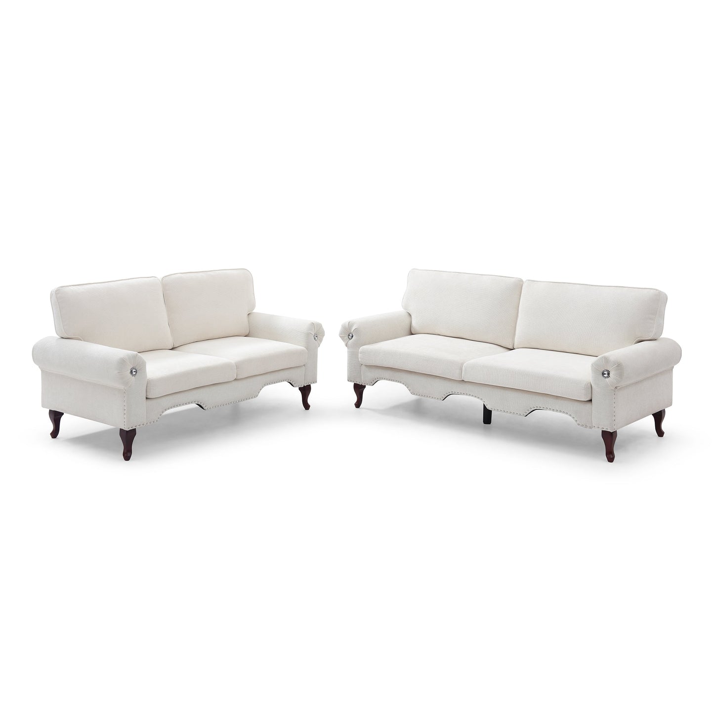 2 Piece Sectional Sofa Set with Movable Pillows, 5 Seat Convertible Couch Sets, Upholstered Sofa for Living Room Office, Bedroom & Apartment, Beige