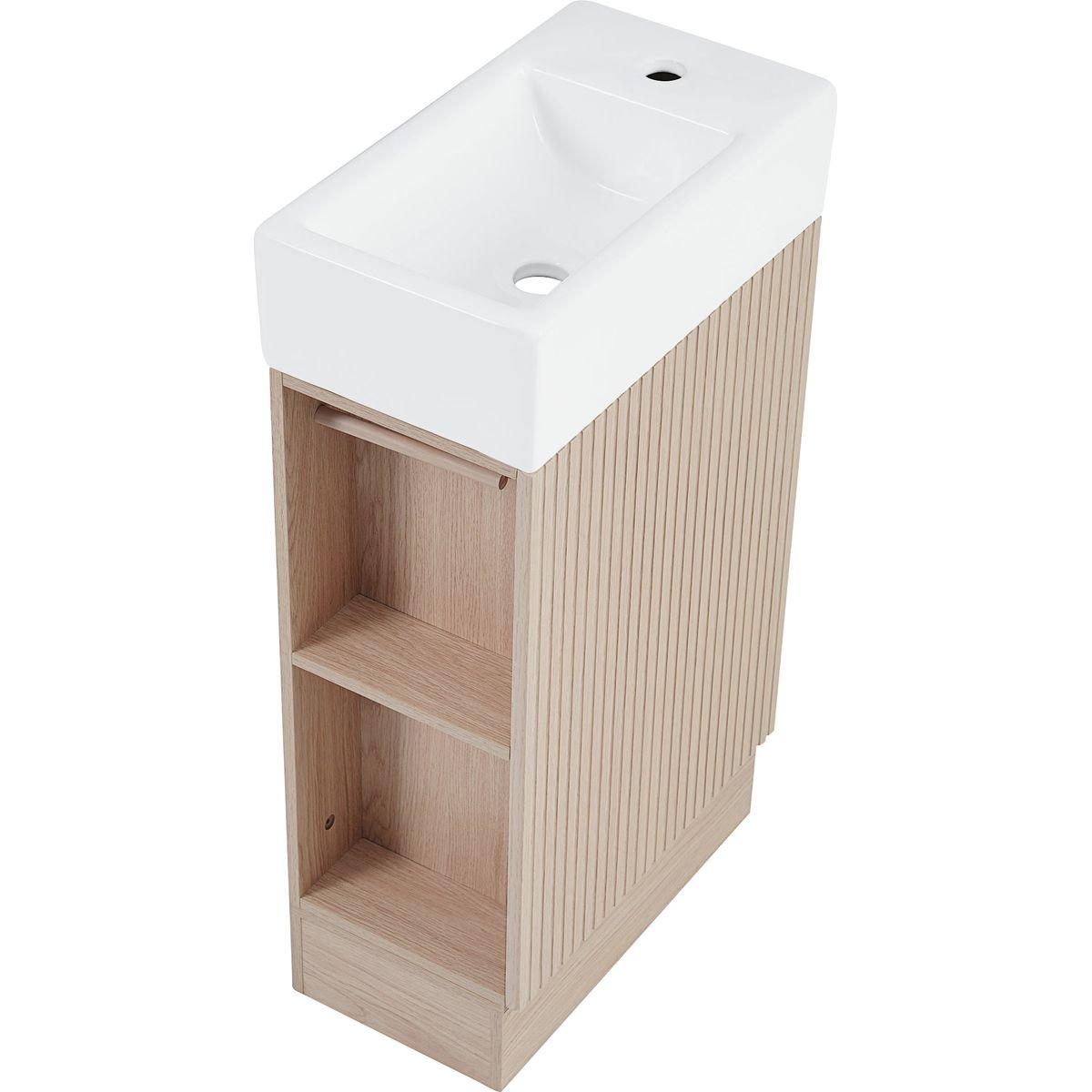 18.6' Bathroom Vanity with Sink, Bathroom Vanity Cabinet with Two-tier Shelf, Left or Right Orientation, Natural (Old Sku:WF308491AAN)